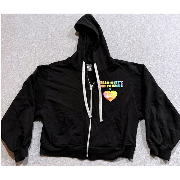 Sanrio Tops - Hello Kitty and Friends x Care Bears Black Cropped Zip Hoodie Juniors L 11/13